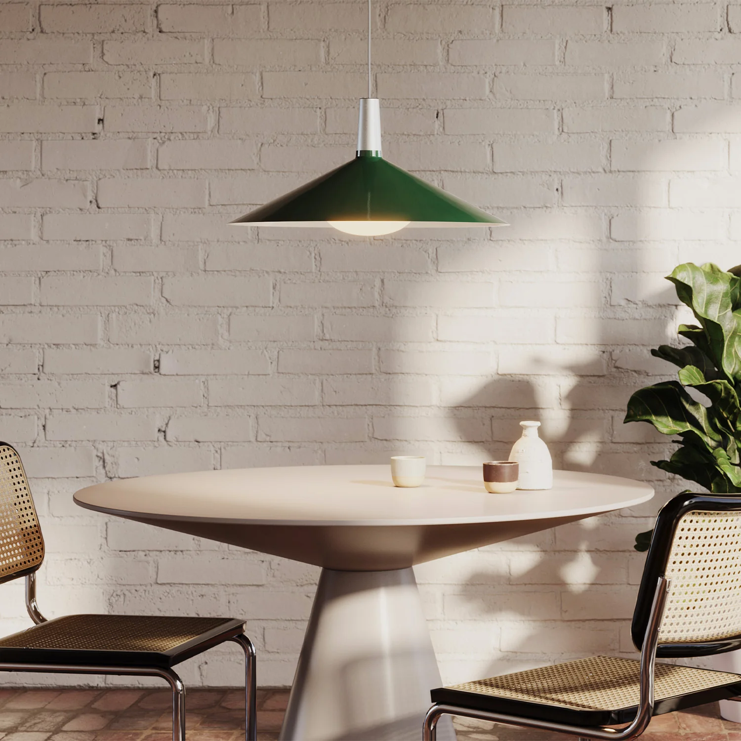 Bower Pendant Light Large in Dark Green + Oval II - Image 2