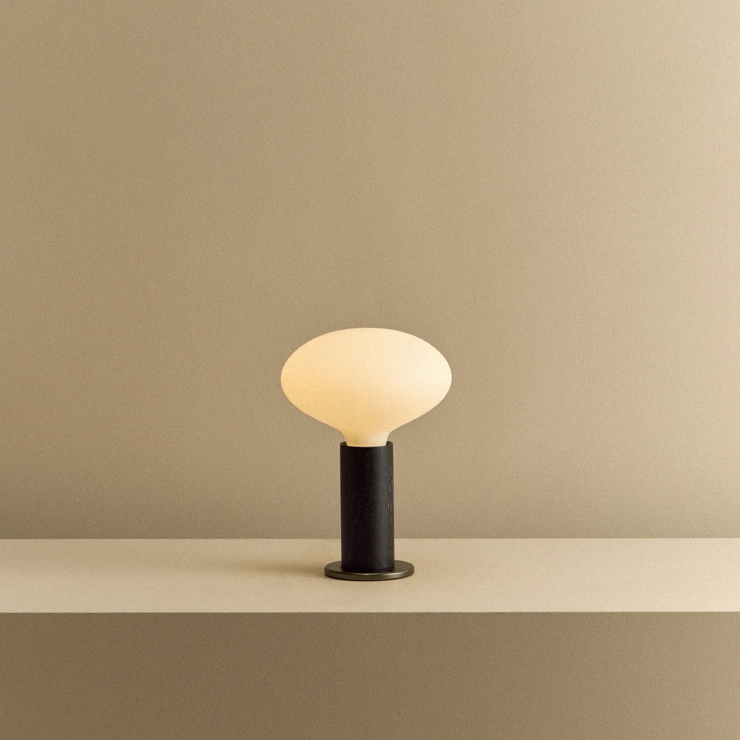 Knuckle Table Lamp in Blackened Oak + Oval - Image 2