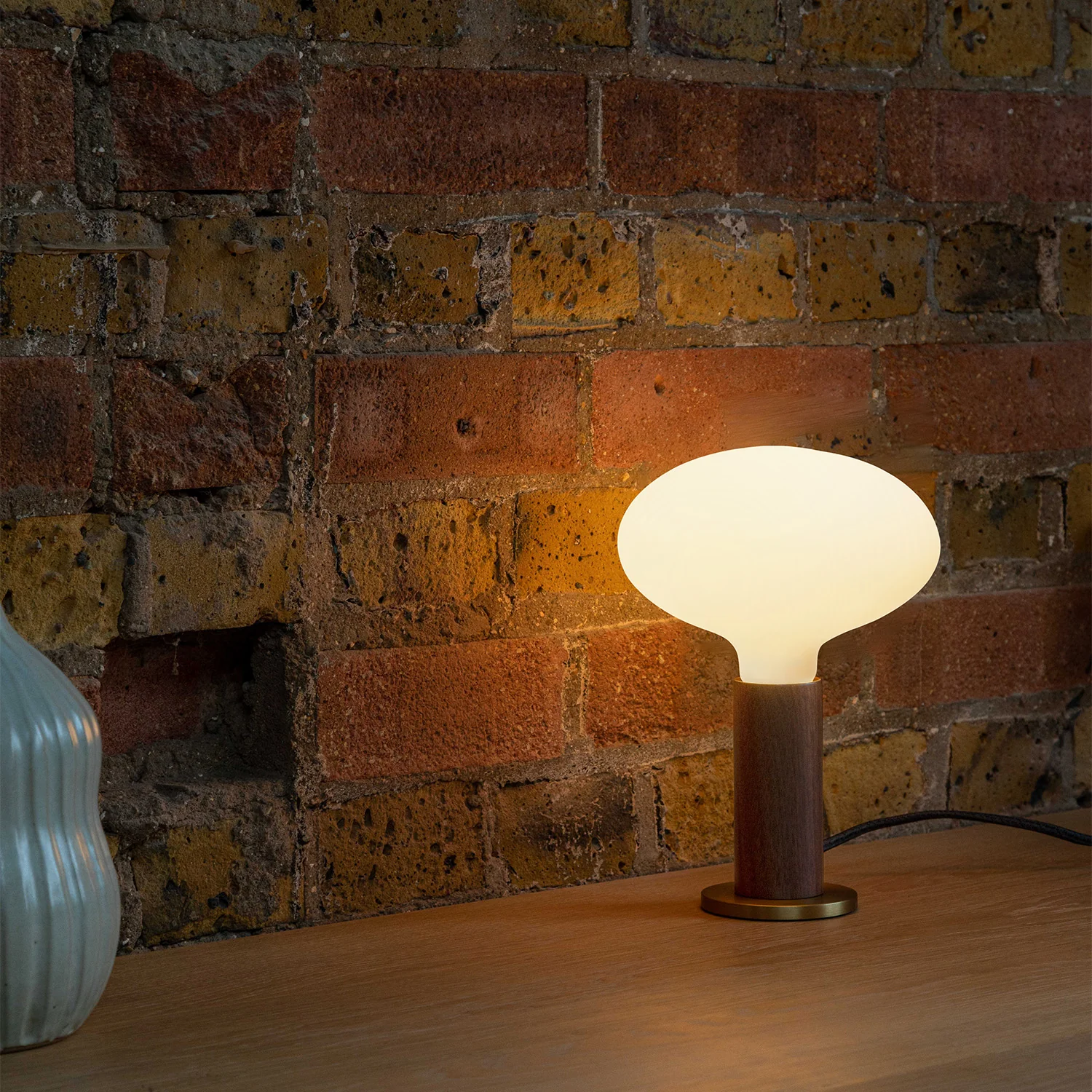 Knuckle Table Lamp in Walnut + Oval - Image 3