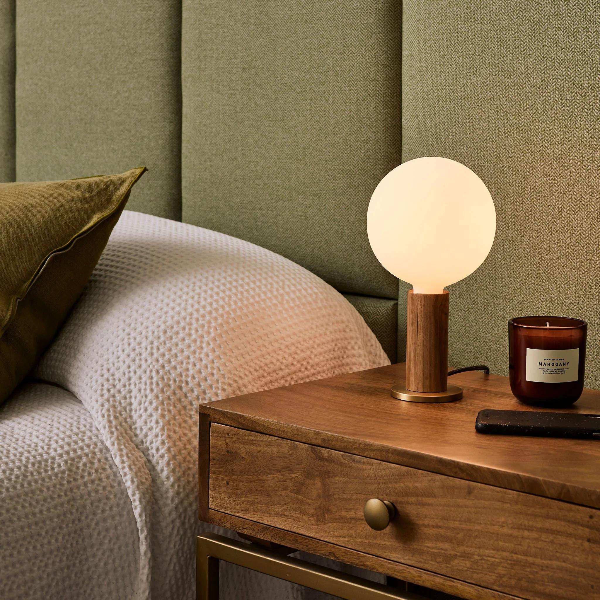 Knuckle Table Lamp in Walnut + Sphere IV - Image 3
