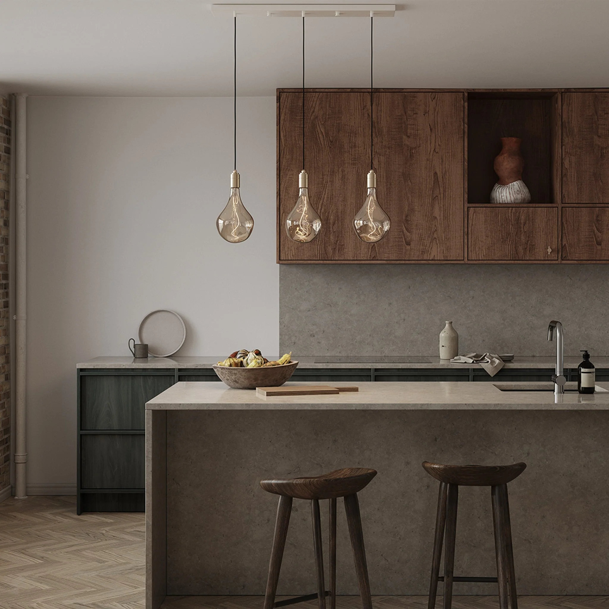 Linear Triple Pendant in Brass - Image 4