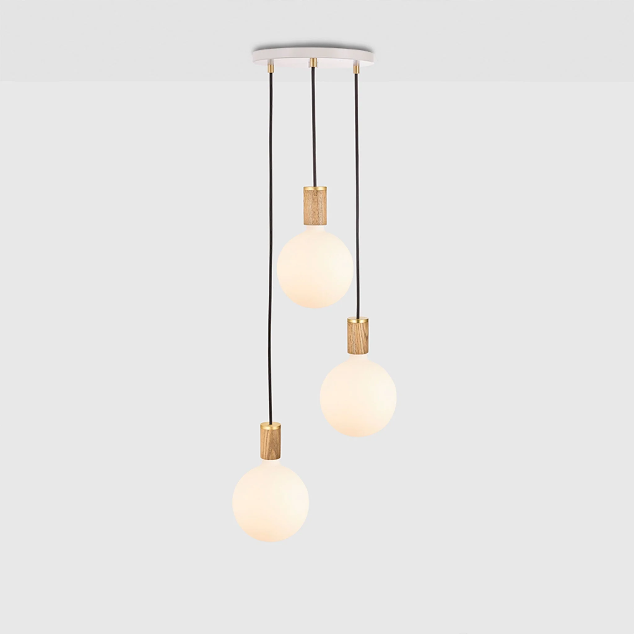 Triple Pendant in Oak + Sphere IV